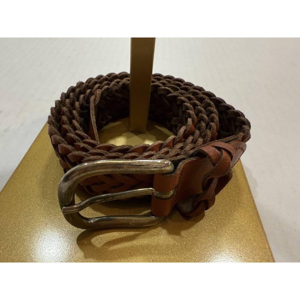 Vintage Capezio Brown Woven Genuine Leather Belt Argentina ML Fit Up T 36” Waist